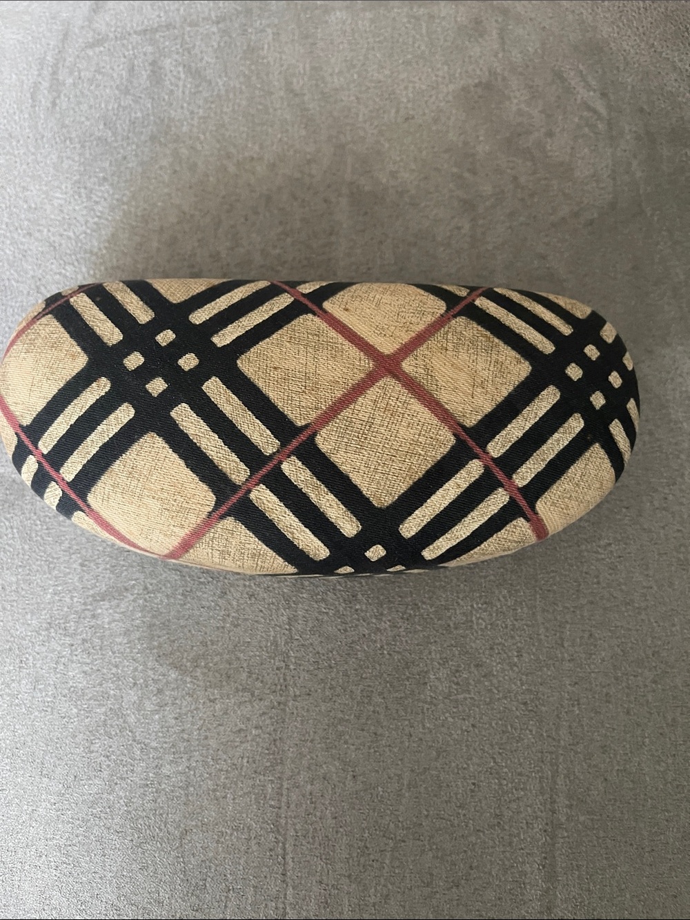 Burberry Beige Plaid Sunglasses Case with Black and Red Accents